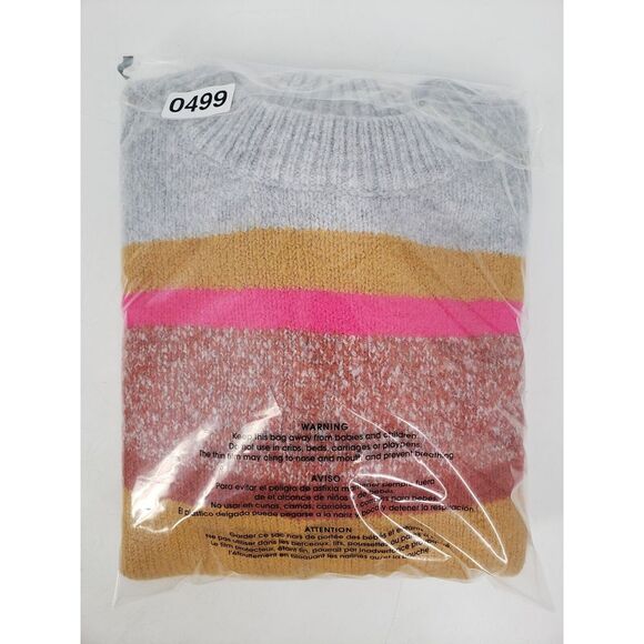 Lou & Grey Loft Sweater Fresh Color Pop Soft Knit Multi Stripe Crew Neck Size‎ S - Picture 10 of 10